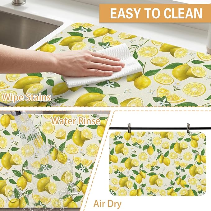 Kitchen Countertop Dish Drying Mat, Super Absorbent Coffee Bar Mat - Image 4