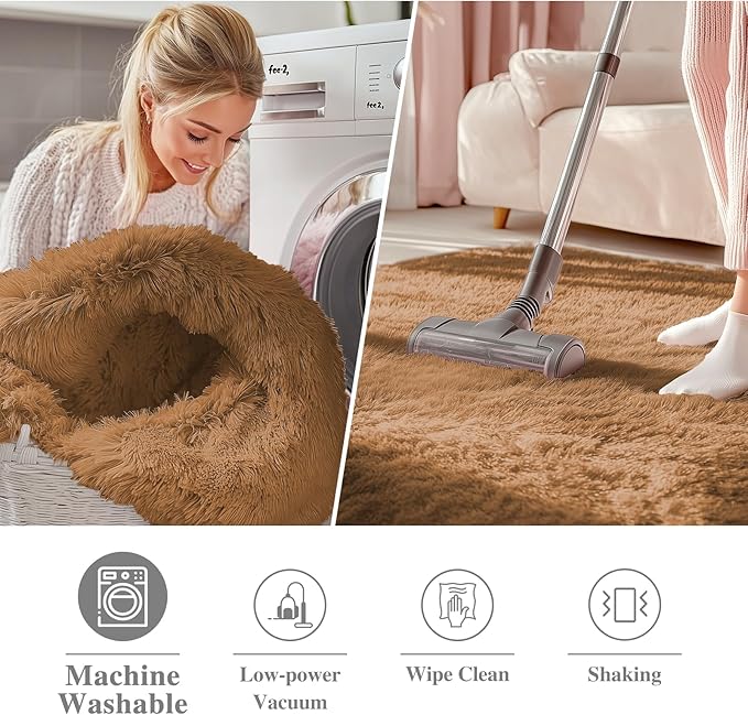 OLANLY Khaki Round Rugs for Bedroom - Image 3