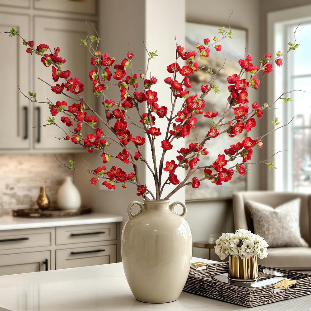 Artificial Cherry Blossom Branches Fake Plum Blossom 35.4''Fake Flowe...