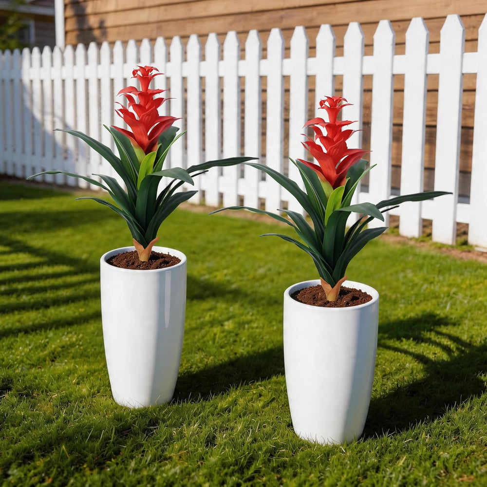 Ivydale Fake Flowers Plants for Outdoors, 2 Pcs 16.93" Bromeliad Artific...