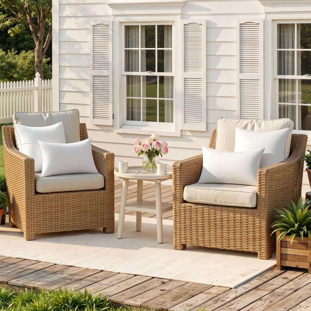 MIULEE 2 Pack 12x20 Outdoor Rectangle Pillow Inserts for Patio Sofa Garden | Waterproof Decorative Throw Pillow Inserts for Patio Sofa Garden Porch Couch