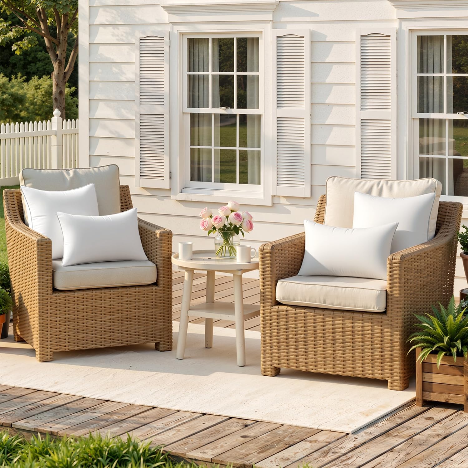 MIULEE 2 Pack 12x20 Outdoor Rectangle Pillow Inserts for Patio Sofa Garden | Waterproof Decorative Throw Pillow Inserts for Patio Sofa Garden Porch Couch