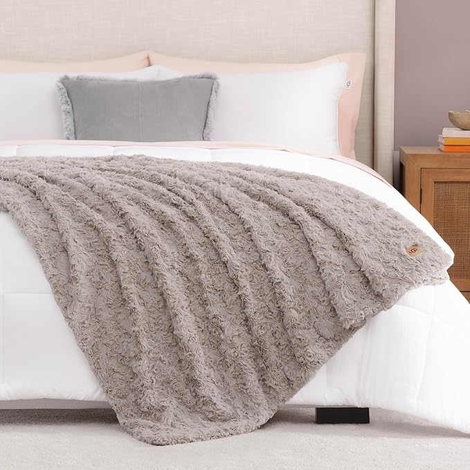 UGG Adalee Faux Fur Throw Blanket, Luxury Cozy Fluffy Blanket - Image 7