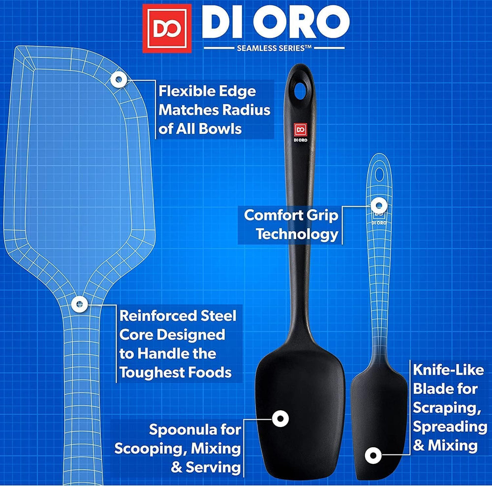 DI ORO Silicone Spatula Set - 600F Heat Resistant, 5-Pc Black