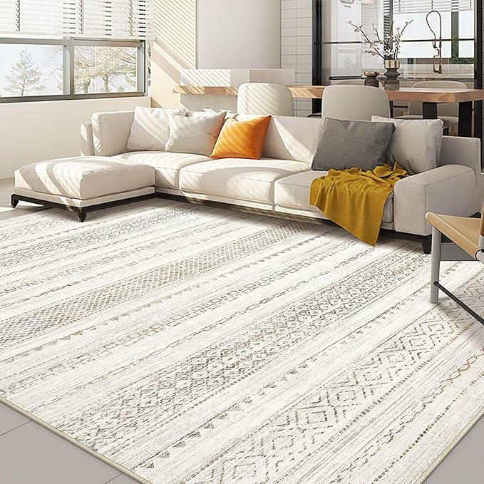 Nakagishi 10x12 Area Rug Living Room: Washable Boho Large Neutral Modern Soft by NakagishiAreaRug