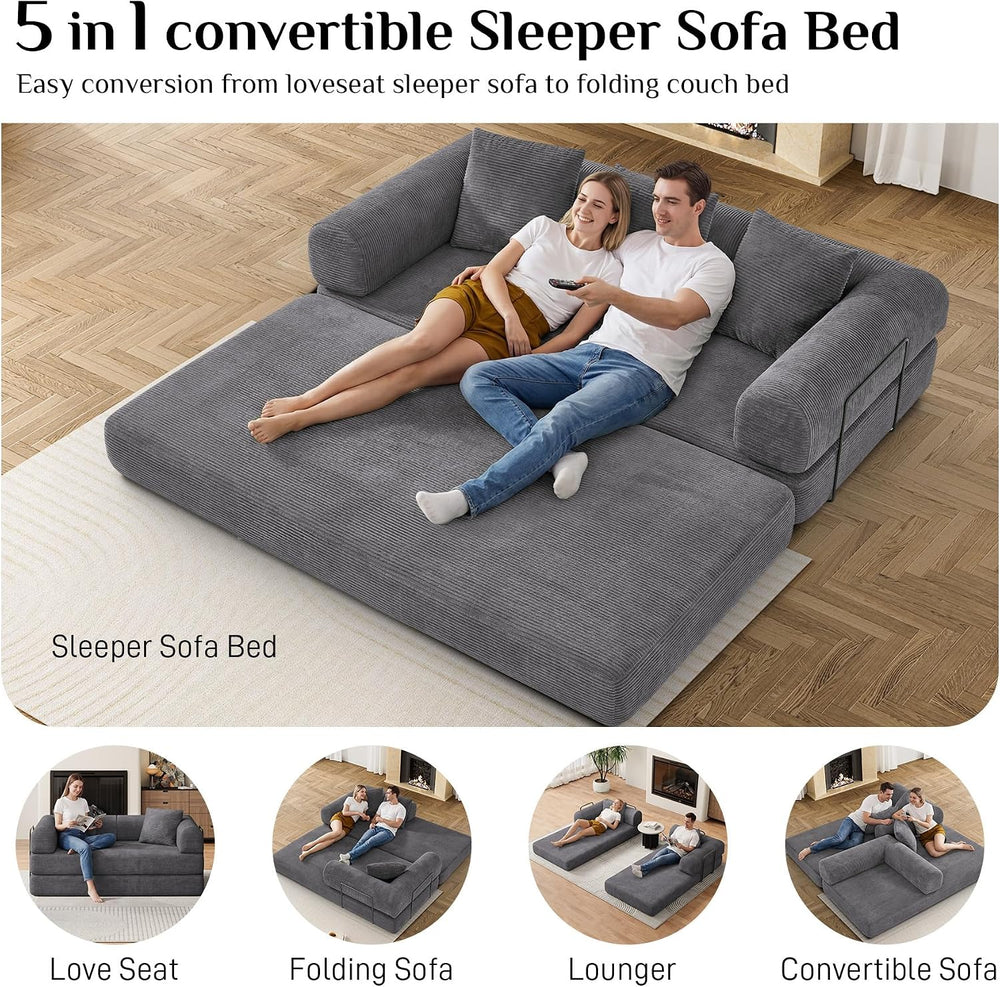 DAMAIFROM Convertible Sleeper Sofa Bed Floor Boneless Couch, Grey