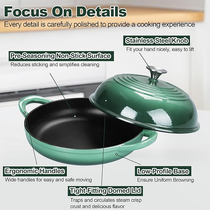 TeamFar Cast Iron Bread Dutch Oven, 6 Qt Enameled Dutch Oven Pot - Image 5