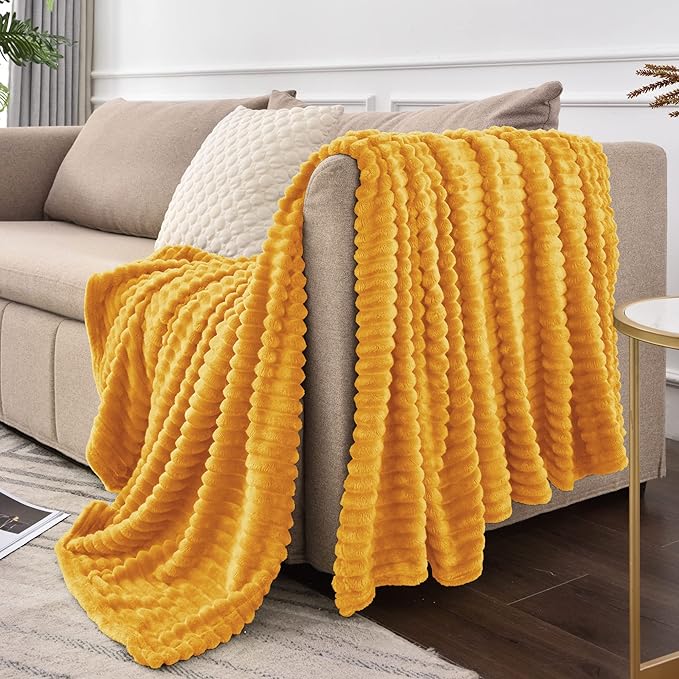 BEDELITE Fleece Blanket Twin Size – 3D Ribbed Jacquard Soft and Warm Decorative - Image 9