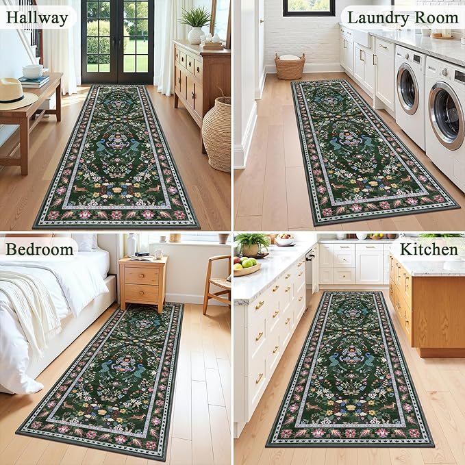 HEBE Washable Hallway Runner Rug 2'x 8' Non Slip Kitchen Rugs Runner, Low Pile - Image 7