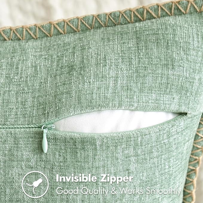 MIULEE Pack of 2 Couch Throw Pillow Covers 20x20 Inch Greyish Green Farmhouse - Image 3