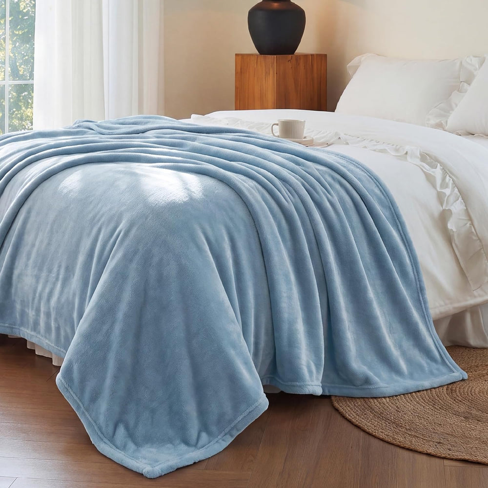 Bedsure GentleSoft Fleece Bed Blankets Queen Size Light Blue - Soft Lightweig...