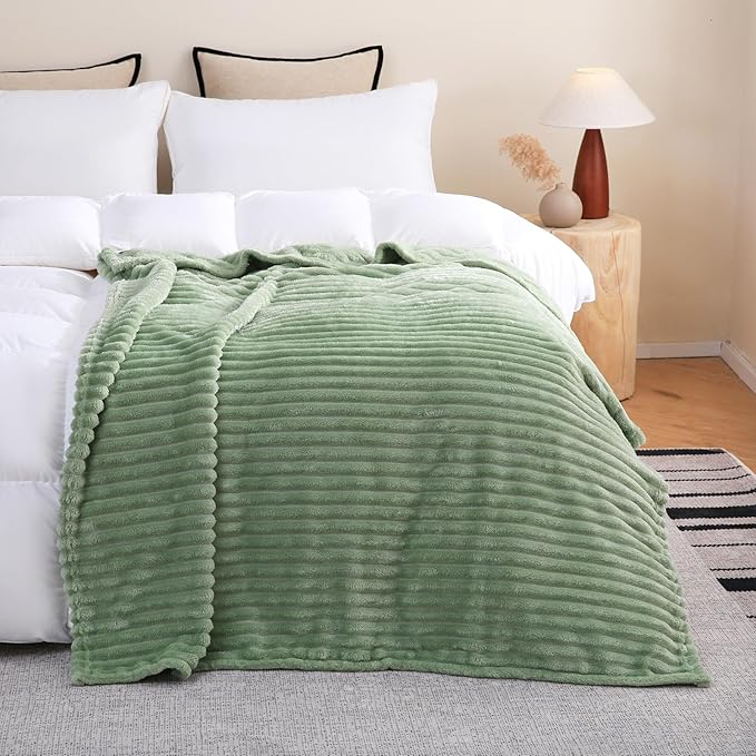 Sage Green Fleece Throw Blanket 90”×90” - Image 2