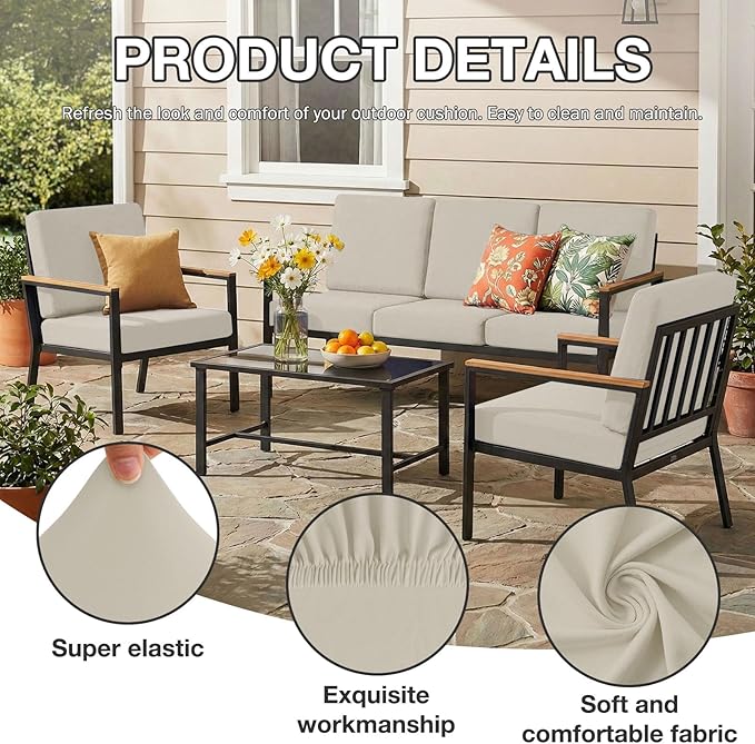 hyha 12Pcs Patio Cushion Covers, Stretch Outdoor Couch Cushion Covers - Image 3