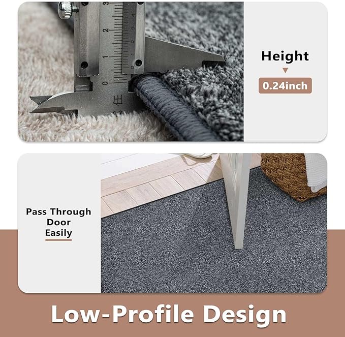 FinRèc 5x7 Washable Area Rugs for Bedroom Living Room, Low Pile Thin Rug Solid - Image 6