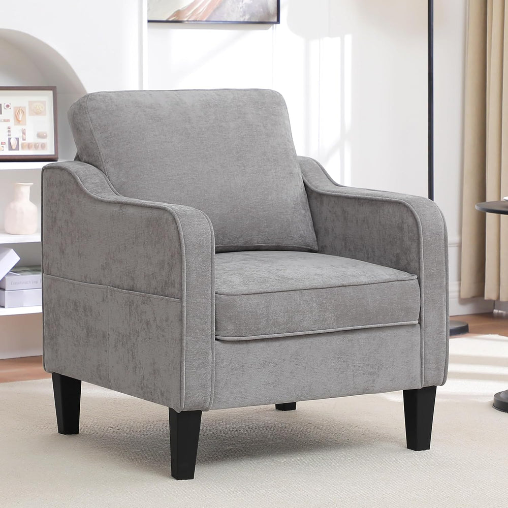 Accent Chairs Set of 2, Upholstered Living Room Chairs with Side Pockets, Mid...