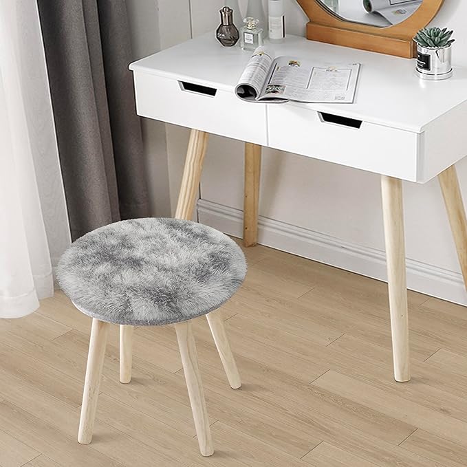 Tie Dye Grey Round Rugs Small 2x2 ft Fluffy Circle Rug Furry Carpet Shaggy by JiaoBaba