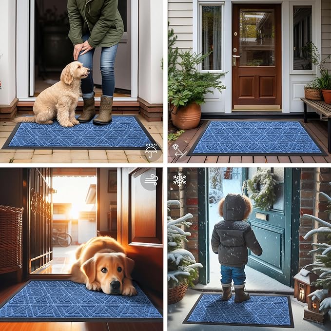 Smiry Front Door Mat Outside Entrance, Heavy Duty Sturdy Natural Rubber Doormat - Image 7