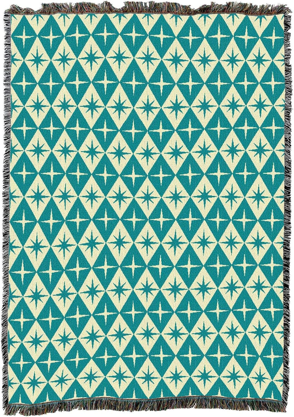 Pure Country Weavers Teal Starbursts Blanket - Mid Century Modern - Gift Tape...