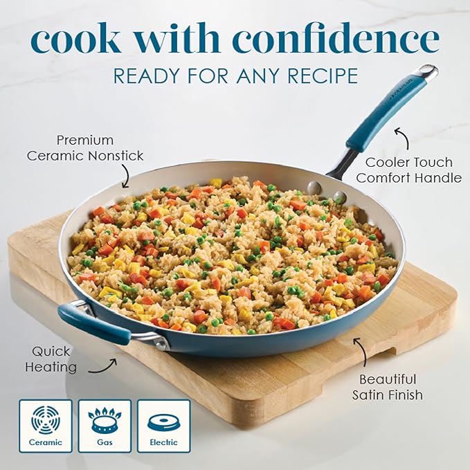 Rachael Ray Cucina Ceramic Nonstick Frying Pan/Skillet, Dishwasher Safe - Image 6