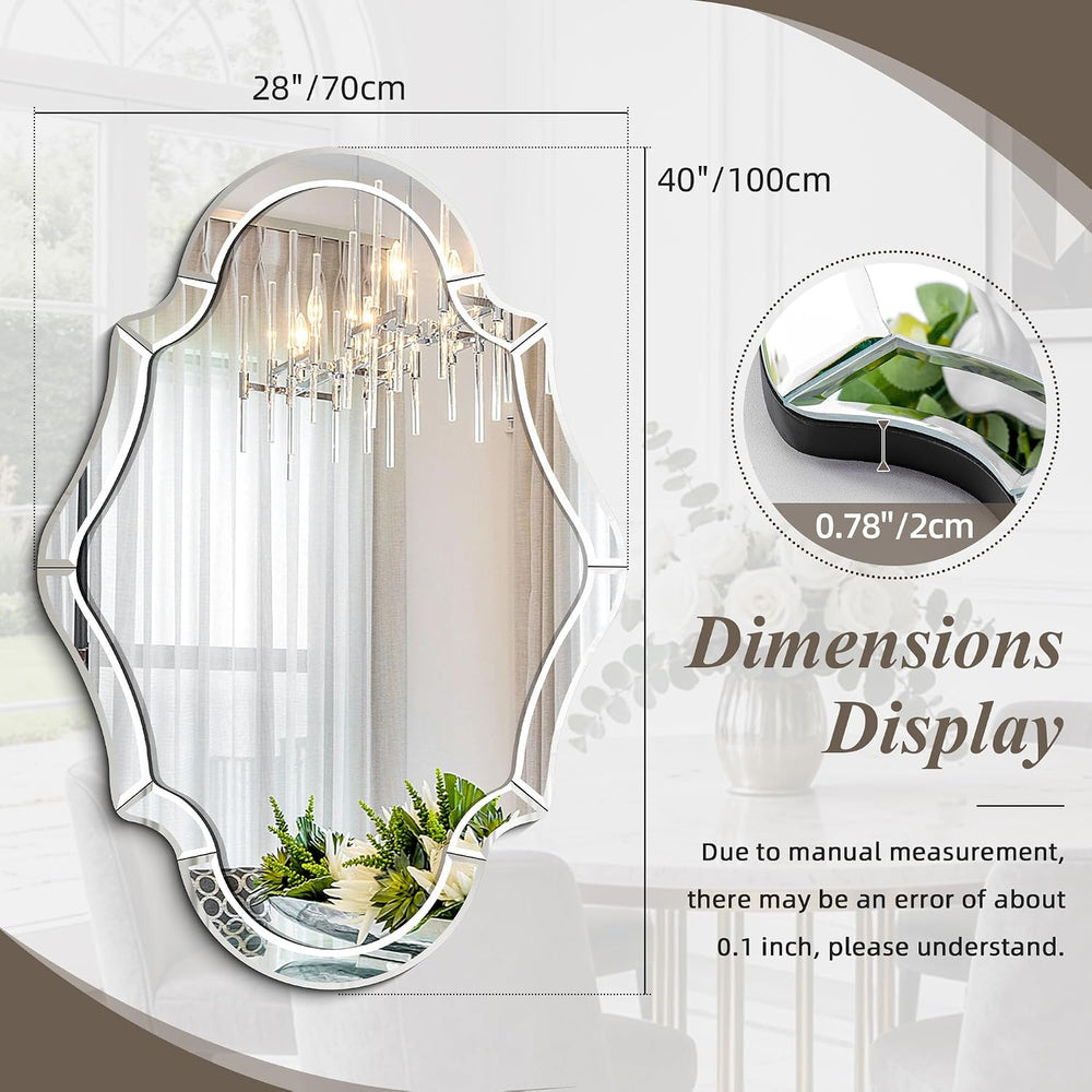 40"x28" Large Scalloped Beleved Decorative Mirror for Living Room