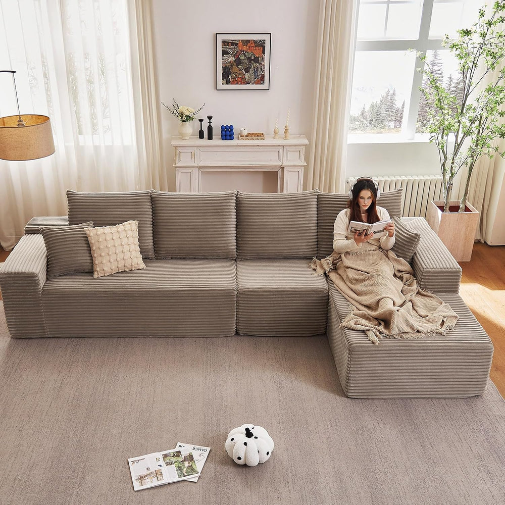 135" Cloud Sectional Couch with L-Shape Chaise, Modern Modular Comfy Sof...