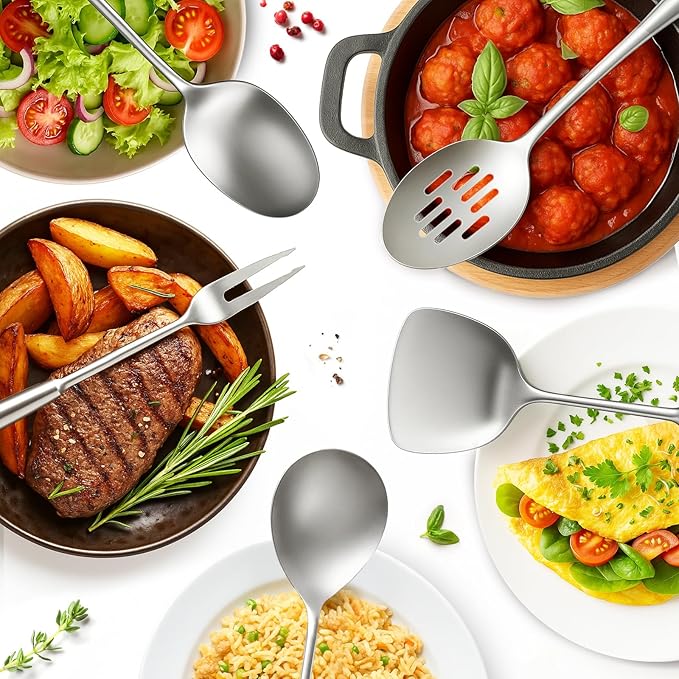 Newness 10 Pcs Cooking Utensils Set, 304 Stainless Steel Kitchen Utensils Set - Image 9