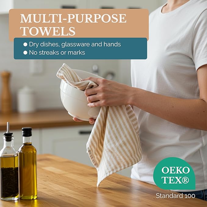 Casa Platino Dish Towels for Kitchen 18" x 28", Dish Towels Set of 6 – Great - Image 3
