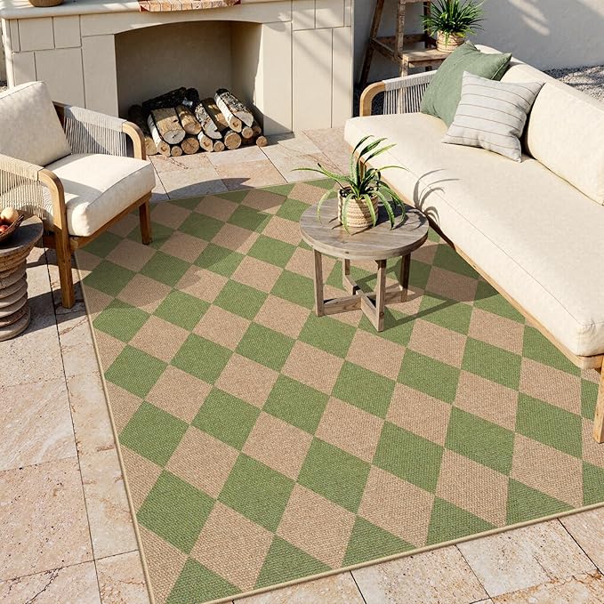 Lahome Colette Checkered Washable Rugs 5x7, Farmhouse Non Slip Non Shedding - Image 2
