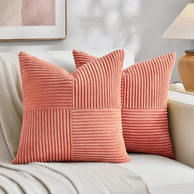Fancy Homi 2 Packs Coral Decorative Throw Pillow Covers 16x16 Inch by Fancy+Homi