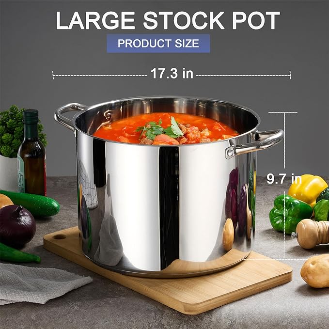 20 QT Stainless Steel Large Stock Pot, LIANYU Heavy Stockpot - Image 2