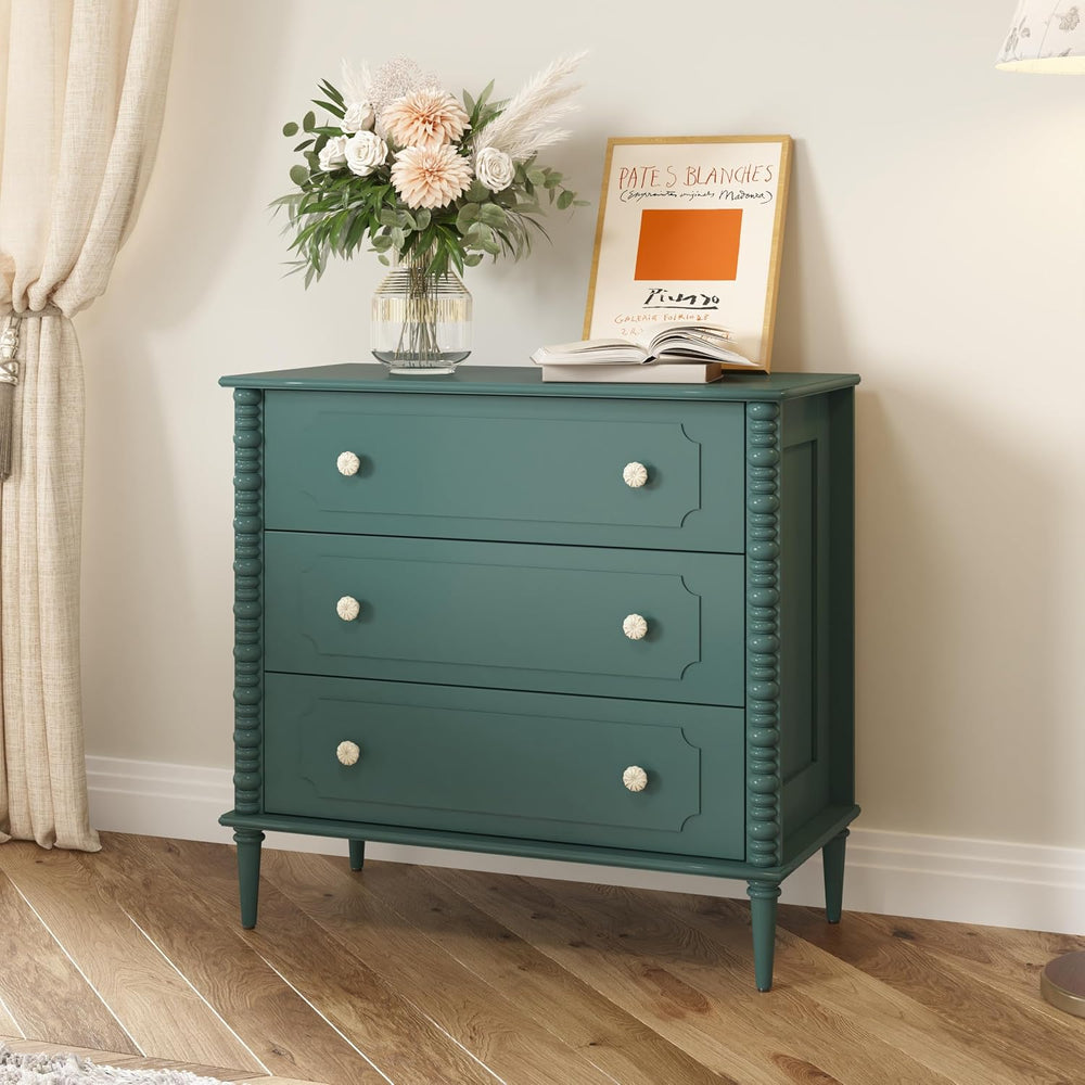 3 Drawer Dresser for Bedroom, 32" Wide Chest of Drawers, Green