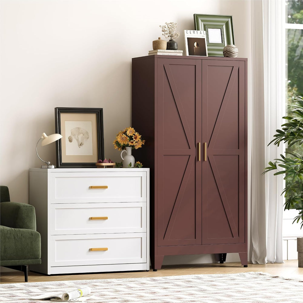 Baborokic 61H Metal Storage Cabinet with 2 Doors and Adjustable Shelves,Farmh...
