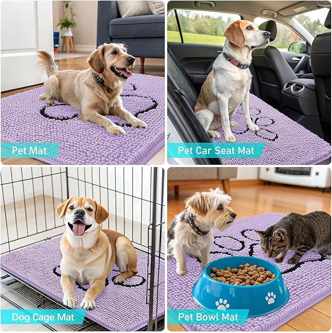 OLANLY Dog Door Mat for Muddy Paws 48x30, Paw Print Design, Absorbs Moisture - Image 7