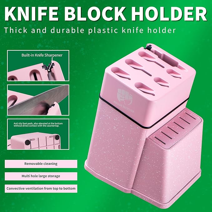 FULLHI 14pcs Block Knife Set, Chef's Knife Steak Knives Set - Image 5