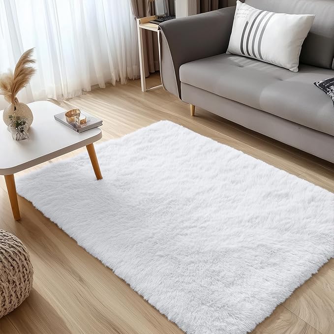 OLANLY 4x4 Machine Washable Accent Rug, Soft Fluffy Shaggy Area Rug - Image 6