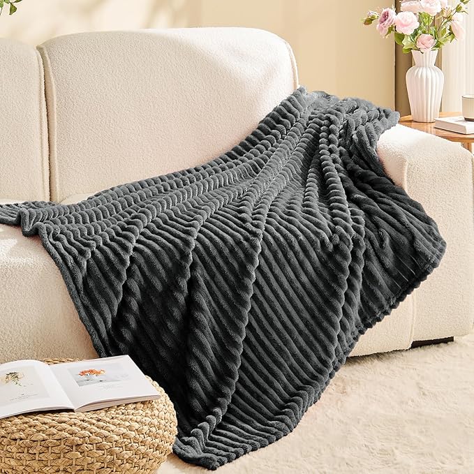 BEDELITE Fleece Blanket Twin Size – 3D Ribbed Jacquard Soft and Warm Decorative - Image 8