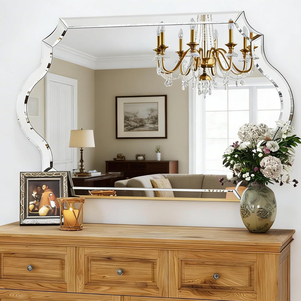 Chende 32"x47" Scalloped Large Wall Mirror for Decor Living Room, A...