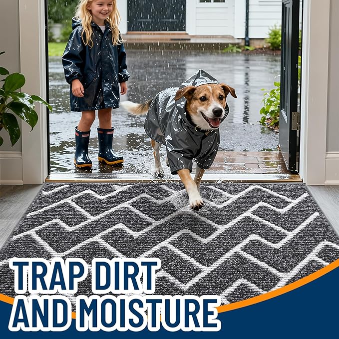 OLANLY Front Door Mat, Non-Slip Rubber Backing, Dirt Resistant and Absorbent