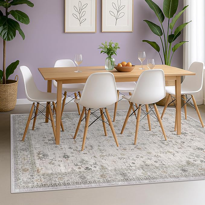 Hazo Haus Boho Light Grey Living Room Rug 6x8 - Image 3
