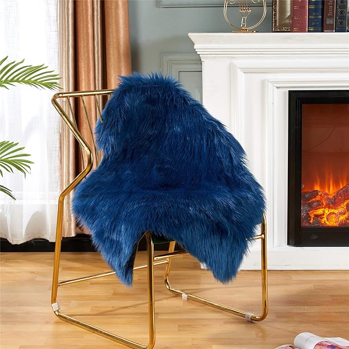 EasyJoy Ultra Soft Fluffy Shaggy Area Rug Faux Fur Rug Chair Cover Seat Pad - Image 2