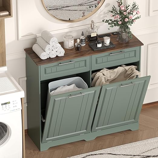 Double 10 Gallon Tilt Out Trash Can Cabinet