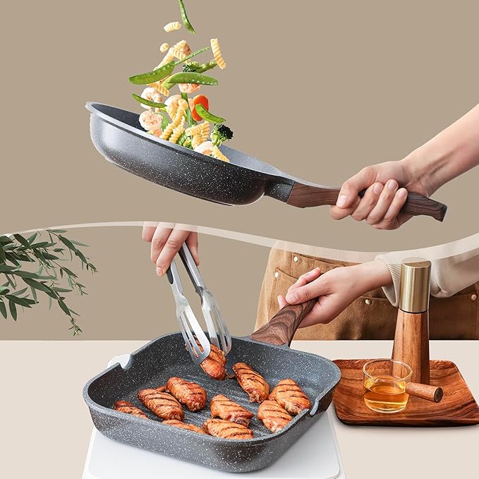 SENSARTE Nonstick Granite Cookware Set, PFOA & PFOS Free, Healthy Non Stick - Image 8