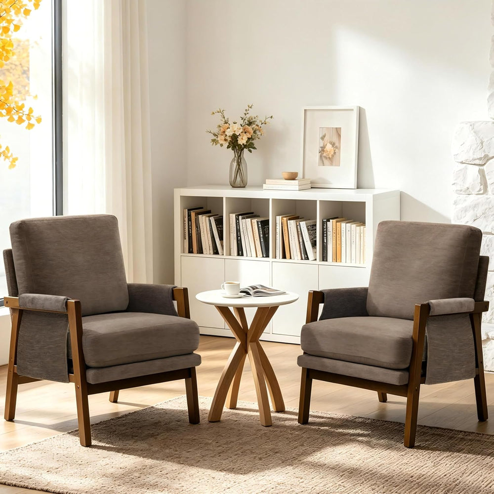 RNKSFX Dark Brown Accent Chairs for Living Room Set of 2, Modern Arm Chairs f...
