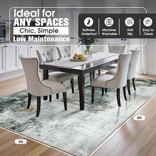 5x8 Area Rugs for Living Room Rug Washable: Abstract Rug for Dining Room - Image 2