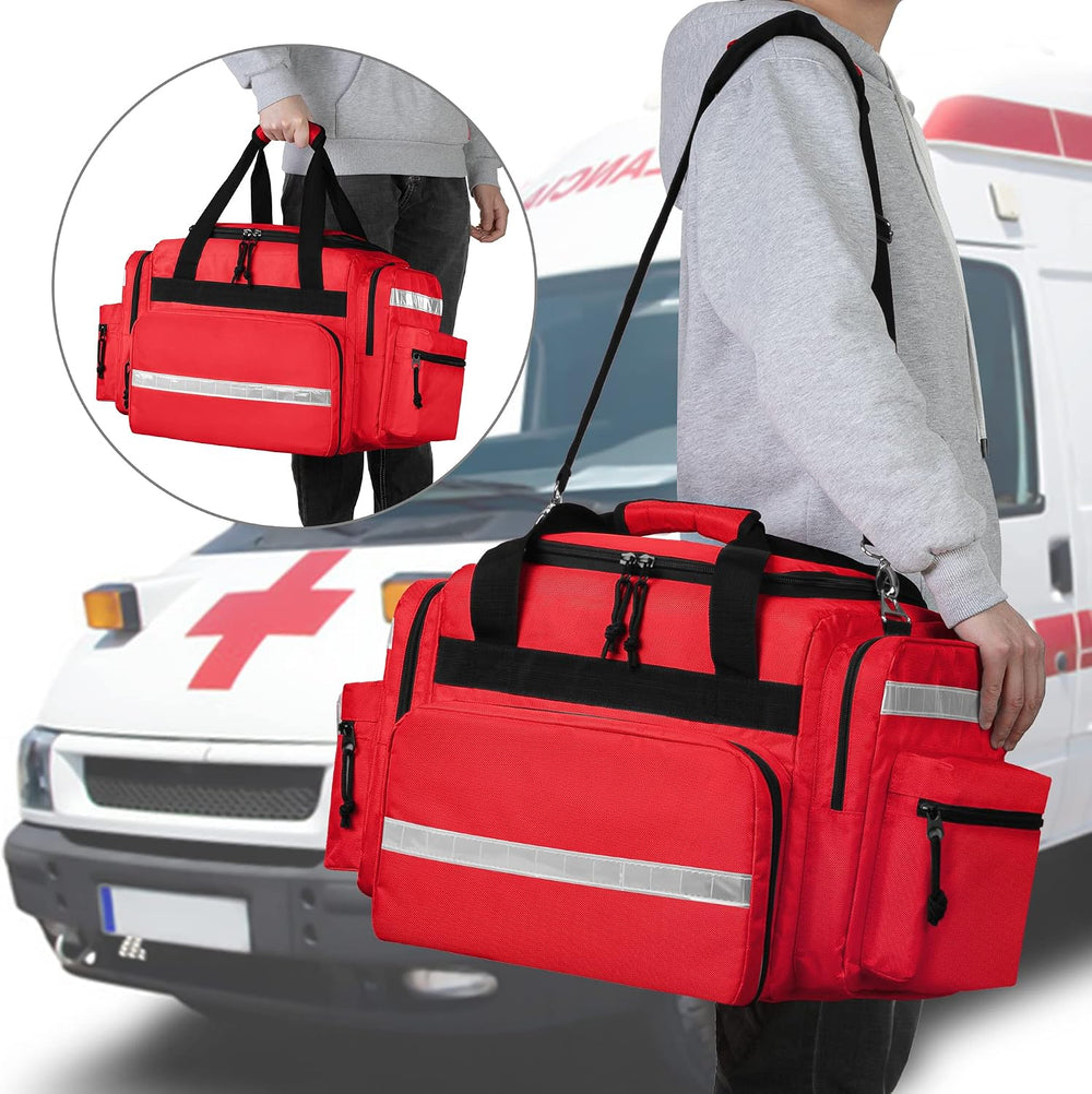 Damero Professional Medical Bag Empty, First Responder Trauma Bag, Red