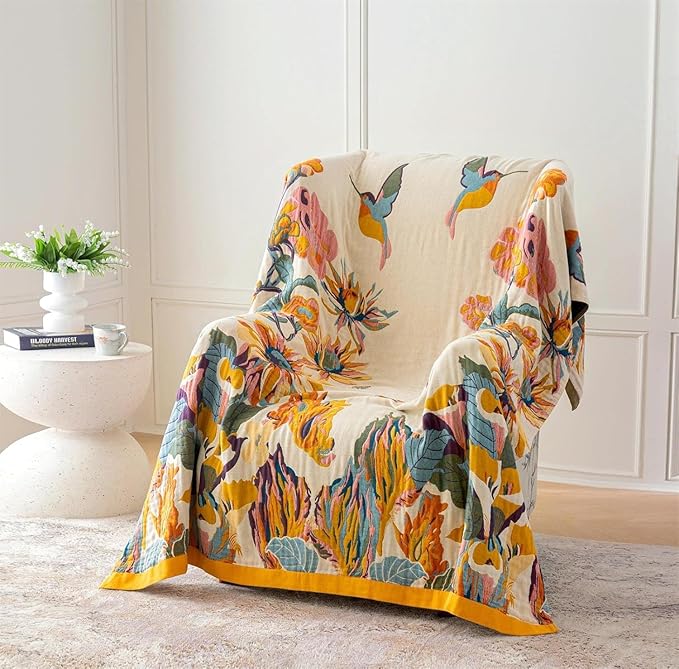 MSGKV Boho Throw Blanket King Size 108" x90'' Cotton Blanket - Image 4