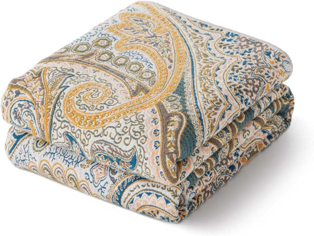 100% Cotton Boho Throw Blanket for Home Decor – Classic Farmhouse Quilt Beddi...