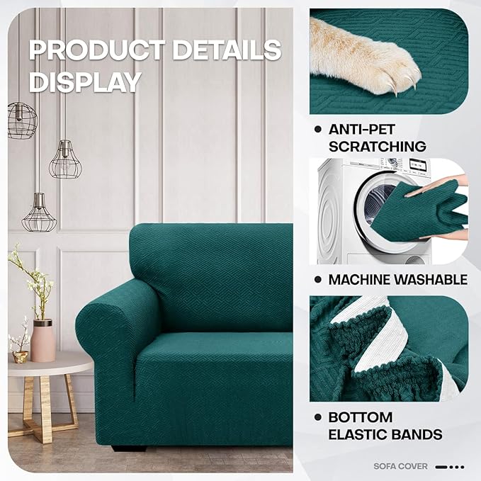 ZNSAYOTX 1 Piece Jacquard Chair Slipcovers - Image 3