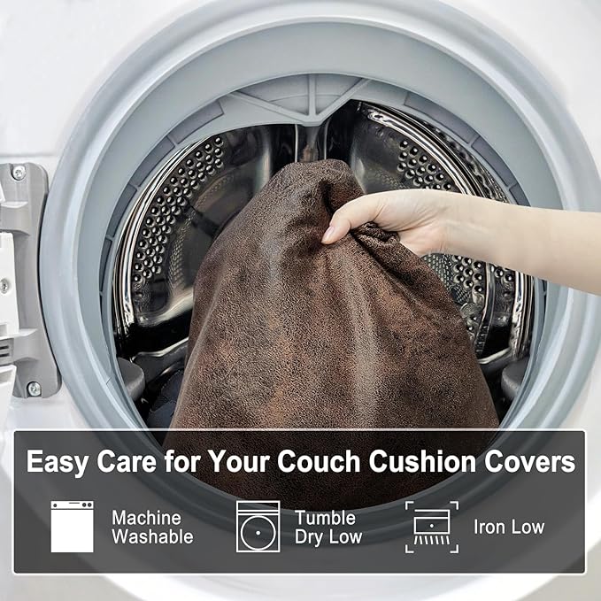 Leather Look Couch Cushion Covers Sofa Seat Slipcovers Sets Couches Furniture - Image 9