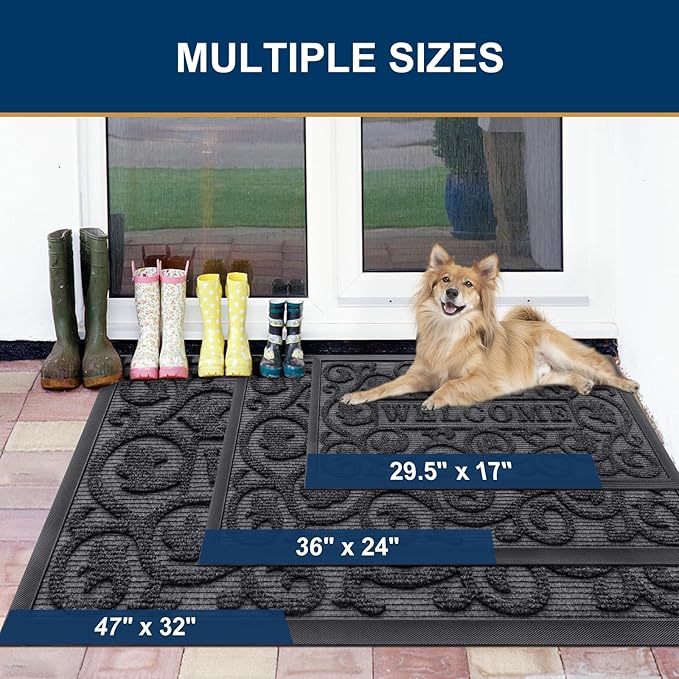Smiry Welcome Door Mat Outside Entrance, Heavy Duty Trap Dirt and Moisture Easy - Image 2